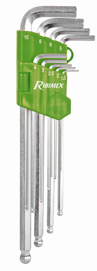 Lot de 9 clés 6 pans cr-v 1.5-2-2.5-3-4-5-6-8-10mm