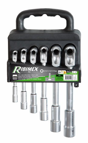 Jeu de 6 clés à pipes débouchées chrome