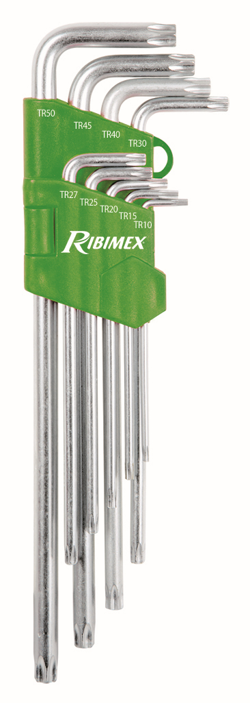 Lot de 9 clés torx percée cr-v 10-15-20-25-27-30-40-45-50