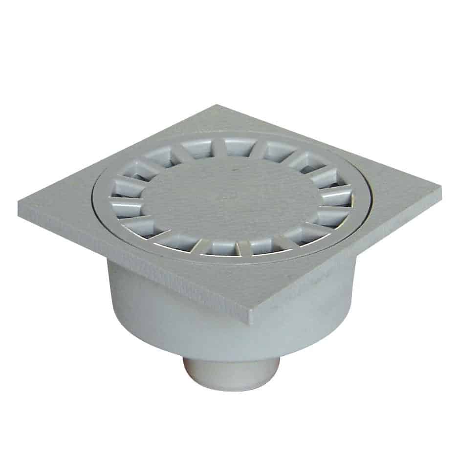SIPHON  DE COUR PVC 100X100 GRIS SORTIE EXTERIEURE