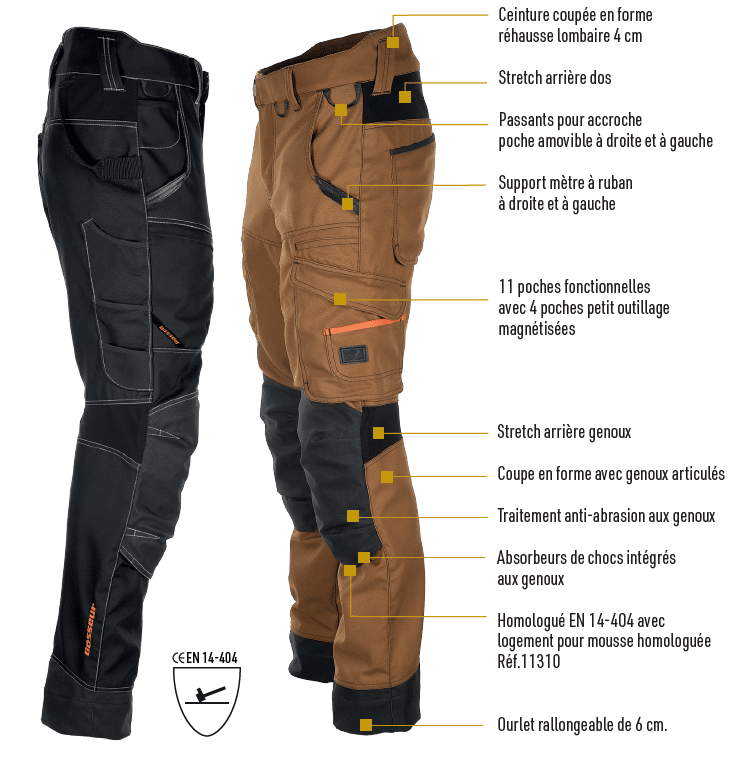 Pantalon Standard Camel/Noir 38 TRIDENT
