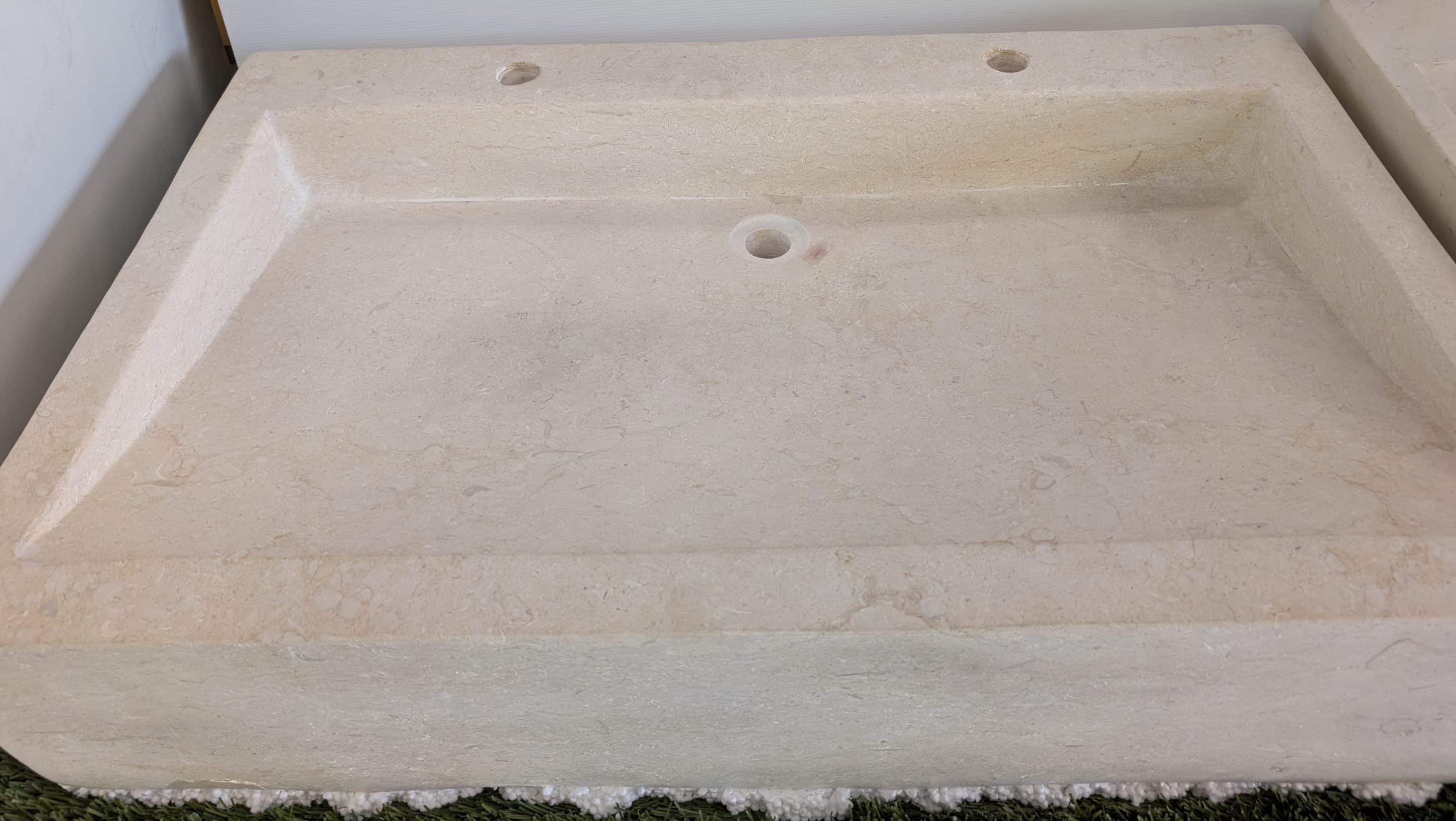 Vasque-EVIER RECTANGLE KEMET ADOUCIE 60X40X14CM AVEC PLAT DE 15CM